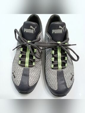 PUMA Men's Reverb Mesh Running Shoes Trainer Gray Black Green Size 13 Quarry